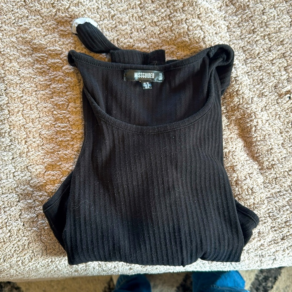 Misguided black ribbed leotard